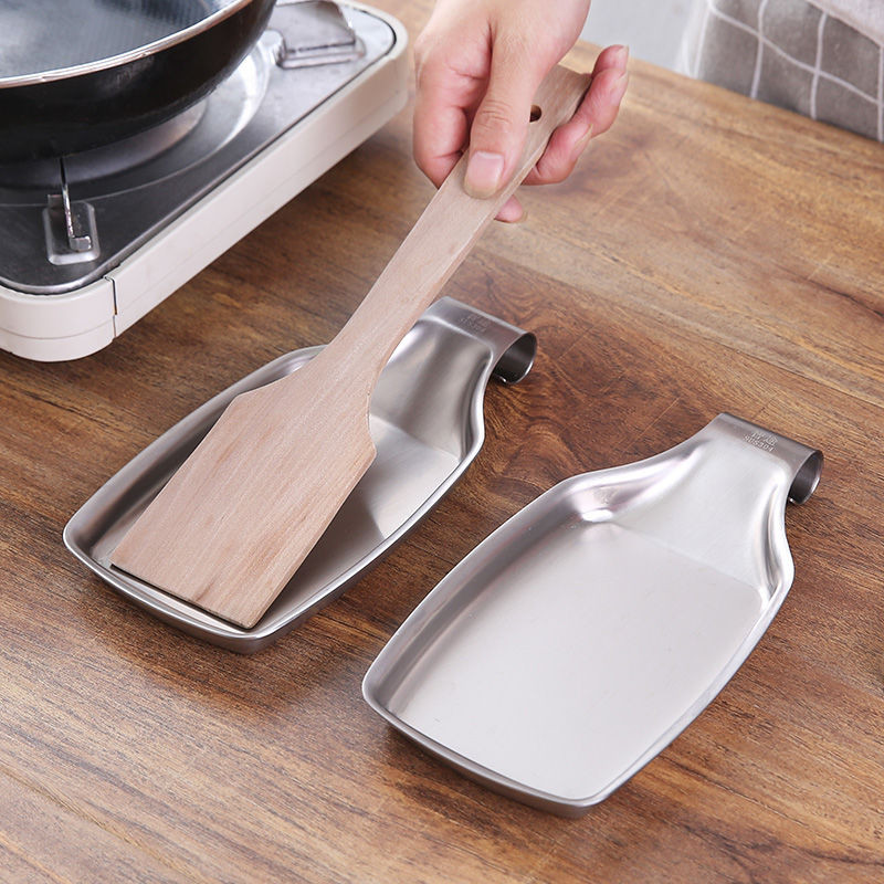 Nerūdijančio plieno šaukšto atramos laikiklio dangtis Metalinis stovas Puodo lentyna Mentele kaušelis Lentyna Virtuvės priedai Maisto gaminimo atramos stovas