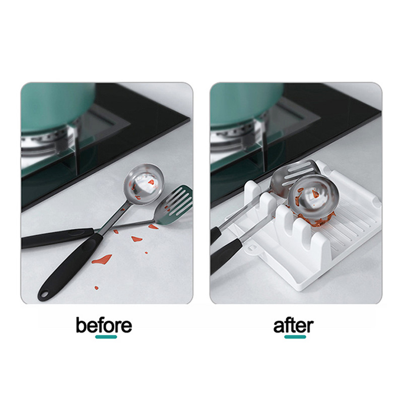 Šaukšto laikiklio stovas Plastikinis kaušelio kastuvo atrama puodo dangčiui stalo įrankiams Menteles laikiklio stovas Virtuvės gaminimo reikmenys