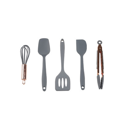 Set de ustensile de gătit din silicon, 5 bucăți, set de accesorii de bucătărie, instrument antiaderent pentru gătit, placat cu aur, ustensile de bucătărie moderne, rezistente la căldură