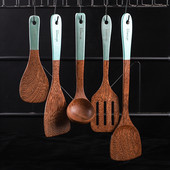 Ustensile de gătit din lemn masiv Obiecte de bucătărie ecologice Spatulă de tec Lingură de orez Ustensile de gătit antiaderente Accesorii de bucătărie