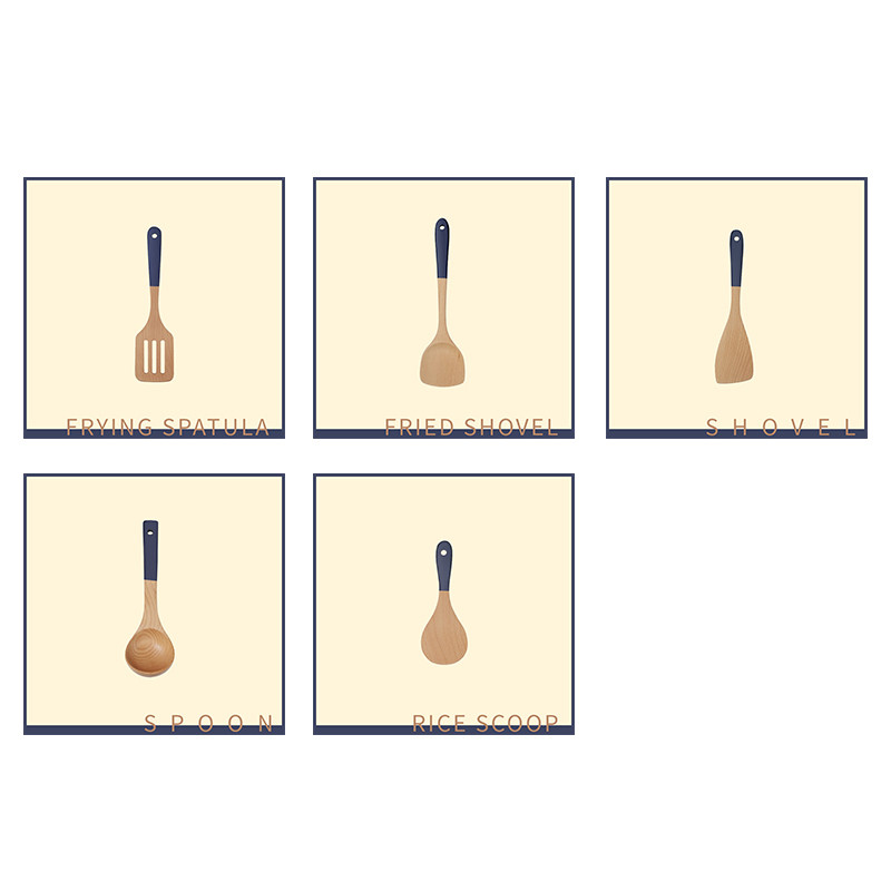 virtuvės reikmenų rinkiniui, medinių virtuvės reikmenų rinkiniui, nepridegančiam keptuvės virtuvės įrankiui mediniams kepimo šaukštams ir mentelėmis mediniams šaukštams