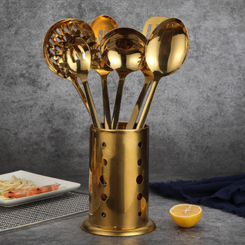 Χρυσό τιτάνιο από ανοξείδωτο ατσάλι Μαγειρικό εργαλείο Κουτάλι Σπάτουλα Κουζίνα Εργαλείο κουζίνας Σπάτουλα Κουτάλι Κουζινικά σκεύη