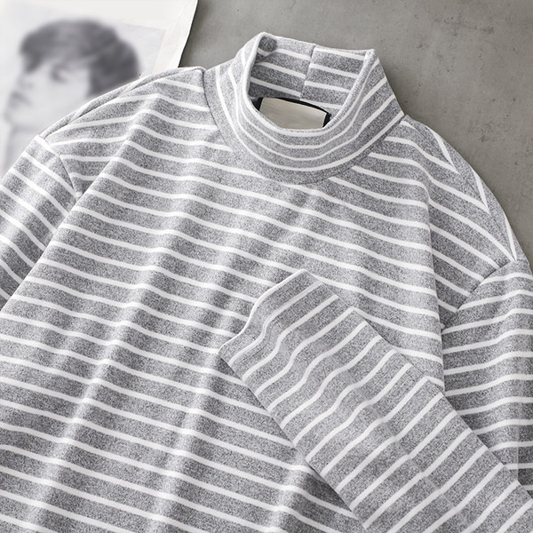 Γυναικεία ριγέ μπλούζα με μακριά μανίκια και γιακά πόλο