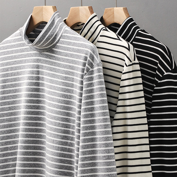 Γυναικεία ριγέ μπλούζα με μακριά μανίκια και γιακά πόλο