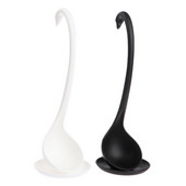 Nova kutlača za juhu u obliku labuda, bijeli/crni dizajn, posebna uspravna labudova žlica, korisna kuhinja + tanjurić, alat za kuhanje na veliko