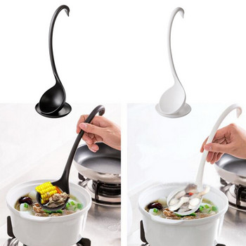 Νέα κουτάλα σούπας σε σχήμα κύκνου Λευκό/μαύρο σχέδιο Ειδικό όρθιο κουτάλι κύκνου Χρήσιμο κουζίνα + πιατάκι Εργαλείο μαγειρικής χονδρικής