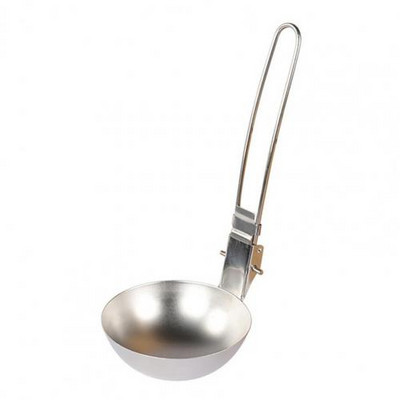 Lingură pliabilă, portabilă, pliabilă, din oțel inoxidabil, pentru picnic, pentru camping, oală pentru supă, lingură cu fante, veselă pentru exterior