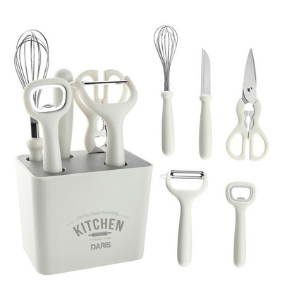 Accesorii de bucătărie cu mâner din silicon Set de cuțite 5/6 buc. Ustensile de gătit Ustensile de bucătărie cu cutie de depozitare ambalabilă