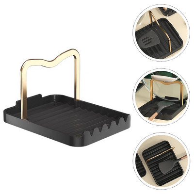 Lid Rest Holder Spoon Pot Rack Pan Cover Organizer Cooking Storage Stand Board Ladlefork Spatula Choppingdrain Countertop