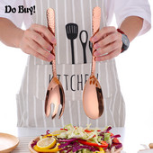 Köögi roostevabast terasest lusikakomplekt 12-tolline suur salat õhtusöögi serveerimislusikad Värvikad serverikahvel lusikas metallist lauanõud