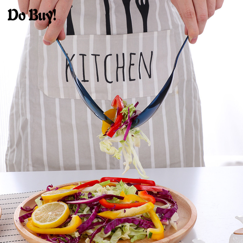 Köögi roostevabast terasest lusikakomplekt 12-tolline suur salat õhtusöögi serveerimislusikad Värvikad serverikahvel lusikas metallist lauanõud