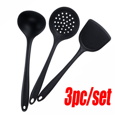 Set de 3 bucăți de unelte de gătit Ustensile aprobate de FDA Linguriță de bucătărie Spatulă Linguriță de supă Racletă Ustensile de gătit antiaderență Ustensile de bucătărie