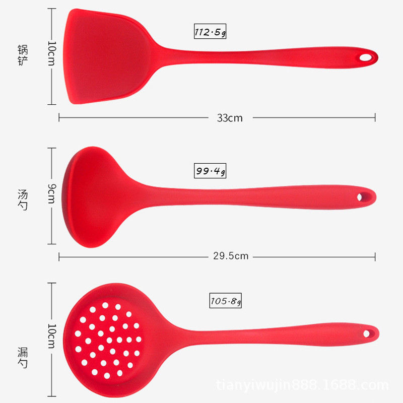 Set de 3 bucăți de unelte de gătit Ustensile aprobate de FDA Linguriță de bucătărie Spatulă Linguriță de supă Racletă Ustensile de gătit antiaderență Ustensile de bucătărie