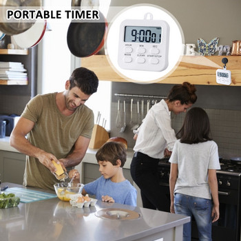 3 в 1 голям магнитен LCD цифров кухненски таймер за обратно отброяване, хронометър, аларма със стойка, кухненски таймер, готварски будилник