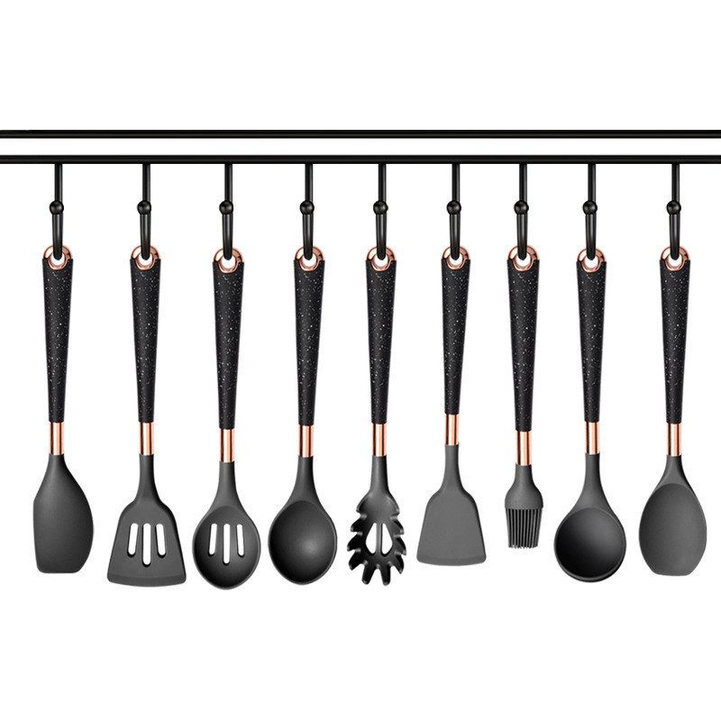 Silikoniniai virtuvės reikmenys Virtuvės prietaisai Įrankiai Virtuvės reikmenų rinkinys Nelipnus mentele Sriubos šaukštas Aliejaus Šepetėlis Virtuvės reikmenys Indai