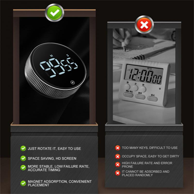 Virtuvės laikmatis Skaitmeninis išmanusis laikmatis Magnetinis elektroninis gaminimo atgalinės atskaitos laikrodis LED mechaninis priminimo signalizacija Virtuvės priedai