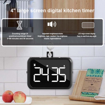 Φορητός ψηφιακός χρονοδιακόπτης Κουζίνας Μαγειρική ντους Μελέτη Χρονόμετρο LED μετρητής συναγερμού Υπενθύμιση Χειροκίνητη ηλεκτρονική αντίστροφη μέτρηση με βάση