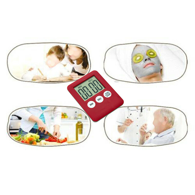 Daugiafunkcis ypač plonas LCD skaitmeninis ekranas virtuvės laikmatis sieninis laikrodis vonios kambarys vandeniui atsparus dušo laikmatis 7 * 5,3 * 0,9 cm ABS