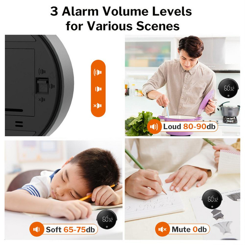 Cronometru digital de bucătărie, 1 buc, cu afișaj cu LED mare, funcție de memorie reglabilă, ceas cu numărătoare inversă magnetică silențioasă dropshipping