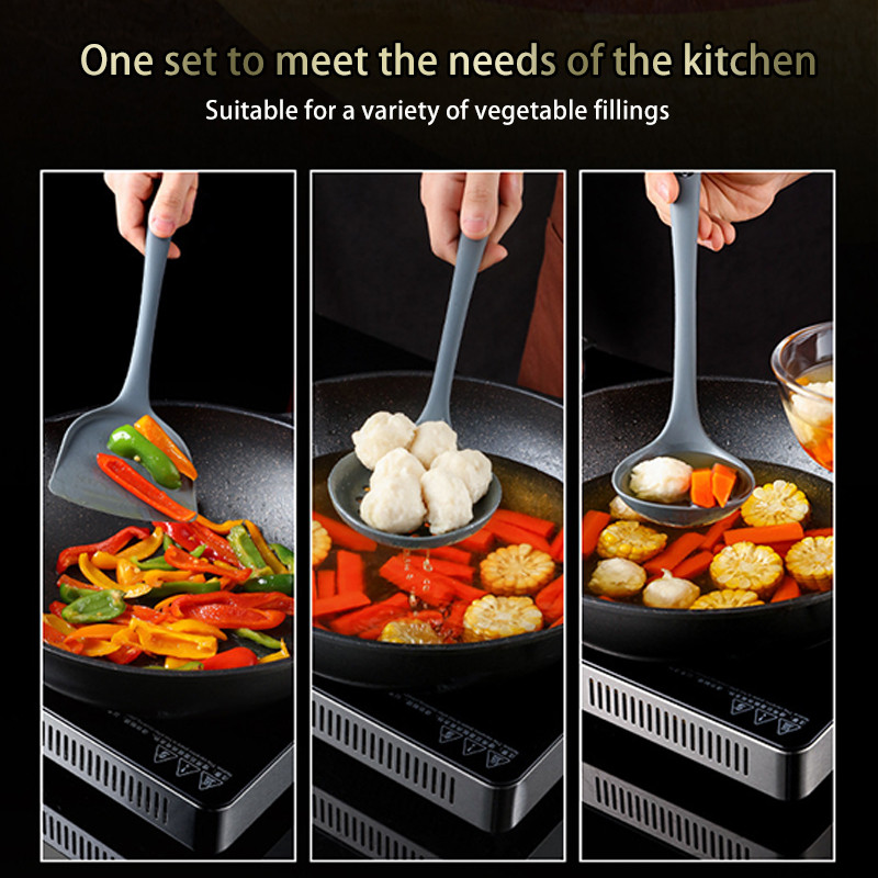 Silikonsko kuhinjsko posuđe otporno na visoke temperature Set pribora za kuhanje Kuhinjski pribor za kuhanje s policom Kuhinjski pribor