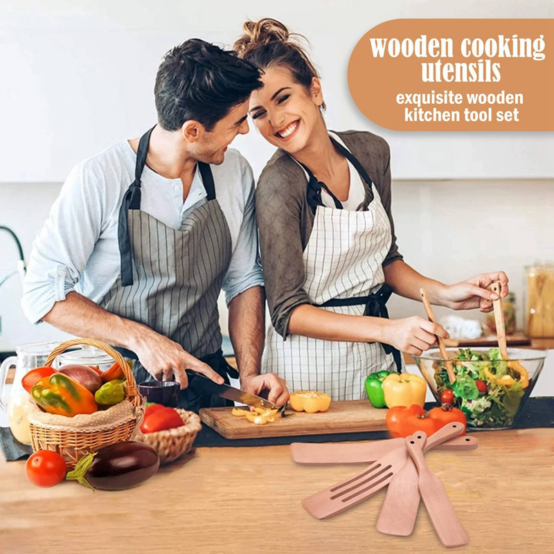 Spurtles virtuves rīki, virtuves piederumi, Moliy koka karotes ēdiena gatavošanai, lāpstiņu virtuves piederumu komplekts