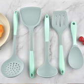 Set de ustensile de bucătărie din silicon Spatulă strecurătoare lingură de supă lingură de orez Instrument de gătit Ustensile de gătit antiaderente Prăjire lopată Accesorii de bucătărie