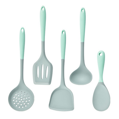 Set de ustensile de bucătărie din silicon Spatulă strecurătoare lingură de supă lingură de orez Instrument de gătit Ustensile de gătit antiaderente Prăjire lopată Accesorii de bucătărie