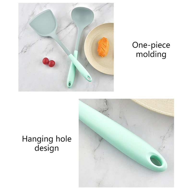 Set de ustensile de bucătărie din silicon Spatulă strecurătoare lingură de supă lingură de orez Instrument de gătit Ustensile de gătit antiaderente Prăjire lopată Accesorii de bucătărie