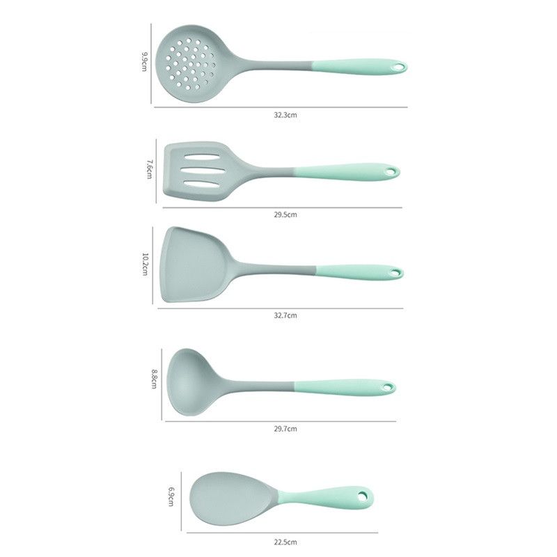 Set de ustensile de bucătărie din silicon Spatulă strecurătoare lingură de supă lingură de orez Instrument de gătit Ustensile de gătit antiaderente Prăjire lopată Accesorii de bucătărie