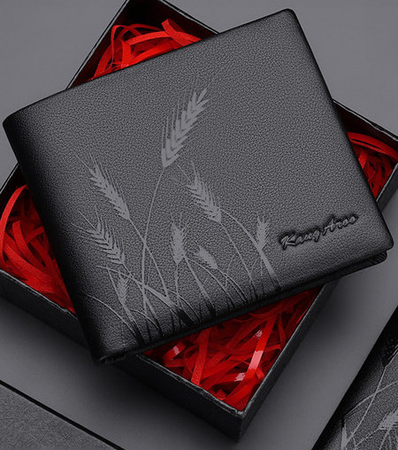 Portofel barbatesc din piele artificiala - culoare neagra