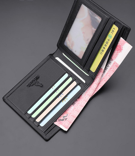 Portofel barbatesc din piele artificiala - culoare neagra