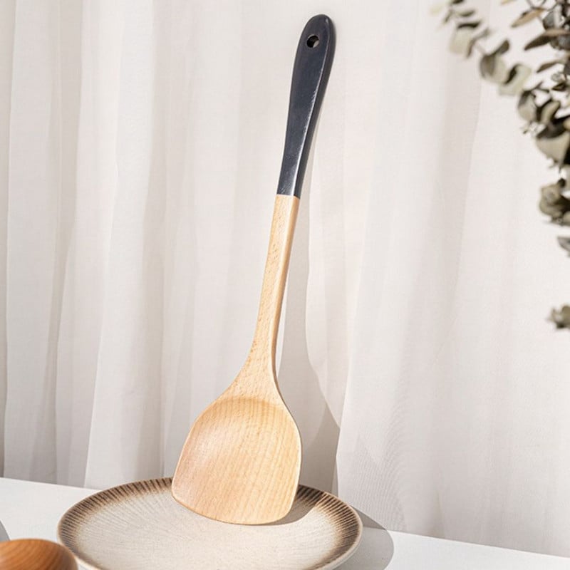 Korduvkasutatavad naturaalsest pöögipuidust lauanõud Lusikas Kulp Turner Riisikurn Supp Skimmer Keedulusikas Köögitarvikud Lauanõud