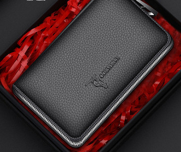 Portofel casual pentru bărbați din piele ecologică cu fermoar