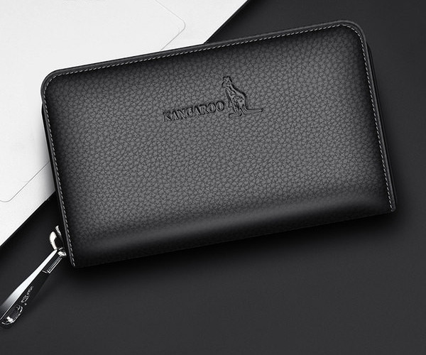 Portofel casual pentru bărbați din piele ecologică cu fermoar