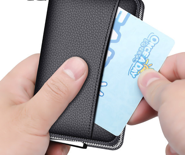 Portofel casual pentru bărbați din piele ecologică cu fermoar