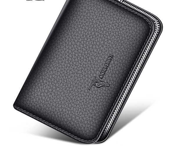 Portofel casual pentru bărbați din piele ecologică cu fermoar