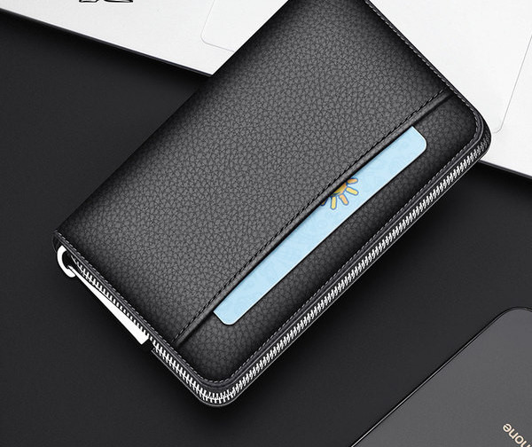 Portofel casual pentru bărbați din piele ecologică cu fermoar