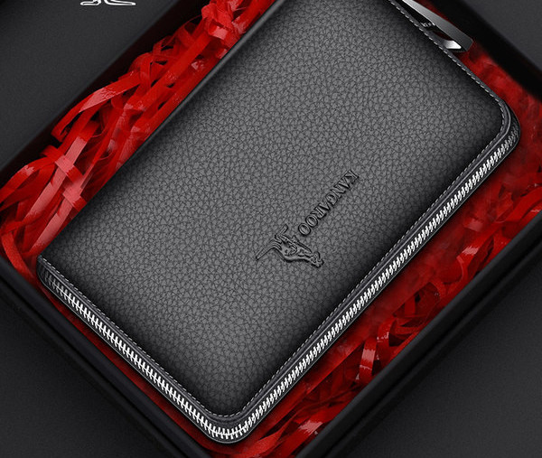 Portofel casual pentru bărbați din piele ecologică cu fermoar