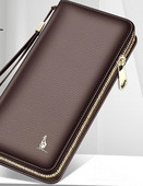 Portofel barbatesc din piele cu maner si fermoar