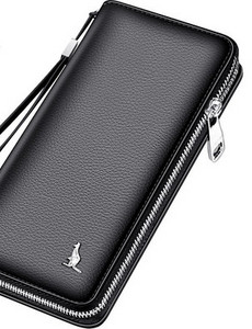 Portofel barbatesc din piele cu maner si fermoar