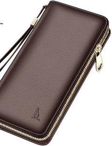 Portofel barbatesc din piele cu maner si fermoar