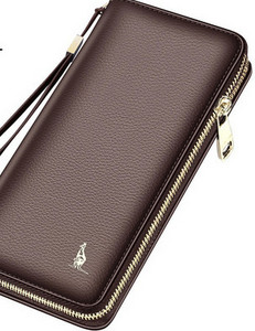 Portofel barbatesc din piele cu maner si fermoar