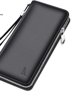 Portofel barbatesc din piele cu maner si fermoar