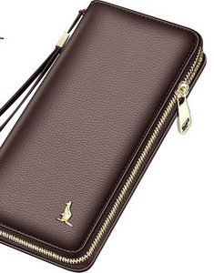 Portofel barbatesc din piele cu maner si fermoar