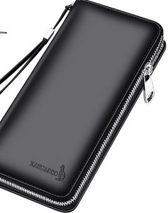 Portofel barbatesc din piele cu maner si fermoar