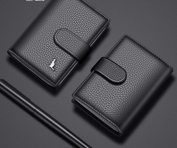 Portofel casual pentru bărbați din piele ecologică cu cataramă