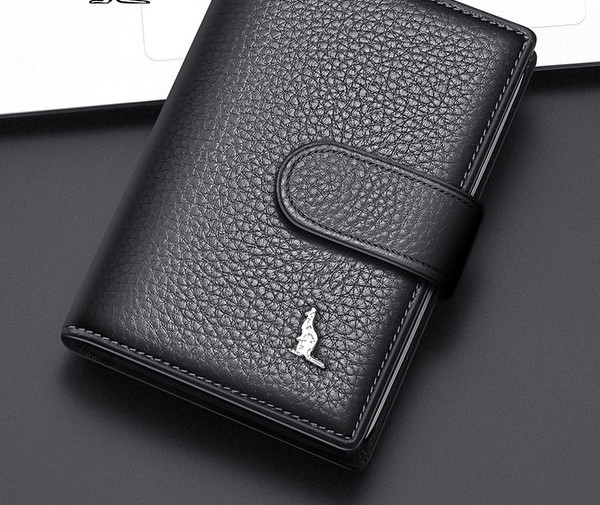 Portofel casual pentru bărbați din piele ecologică cu cataramă