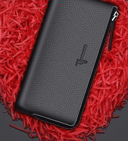 Νέο μοντέλο ανδρικό πορτοφόλι με επιγραφή και φερμουάρ