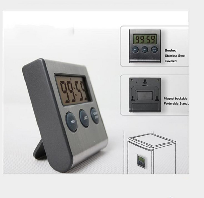 Temporizator de bucătărie clasic, ceas cu alarmă, magnet, metal, numărătoare inversă, autocolant pentru frigider, memento de timp, unelte de bucătărie, accesorii