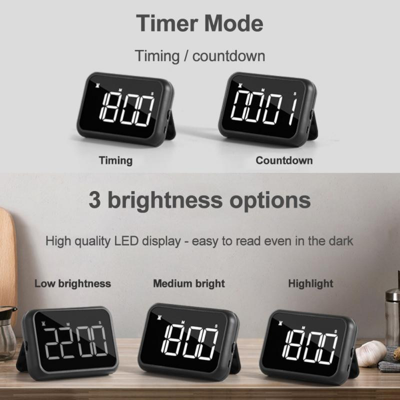 Temporizator electronic LCD reîncărcabil cu LED, ceas cu alarmă, bucătărie de acasă, cronometru cu numărătoare inversă, unelte de bucătărie, gadgeturi, nou 2022